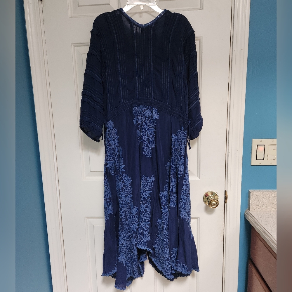 Johnny Was Blue Embroidered Midi-Dress - Picture 4 of 6